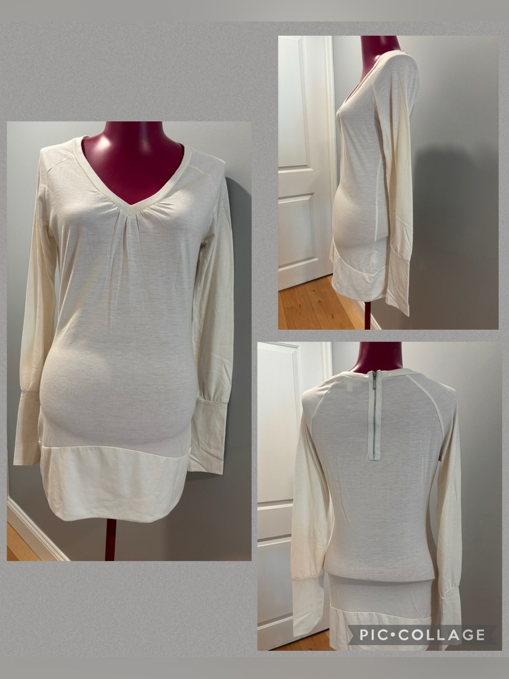 Elegant Cream V-Neck Women's Top size medium